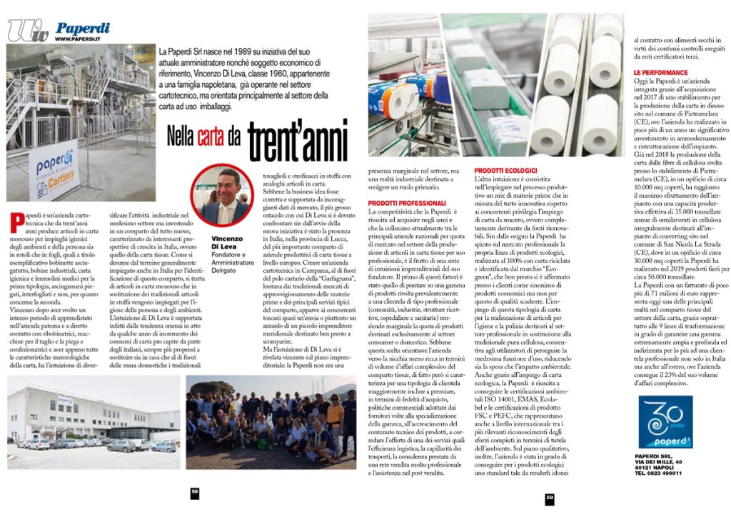 Articolo su prodotti in carta professionali Paperdì